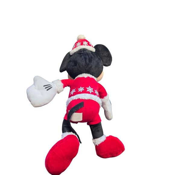 Christmas Disney Mickey Mouse Snowflakes Red And White Plush - Picture 8 of 10